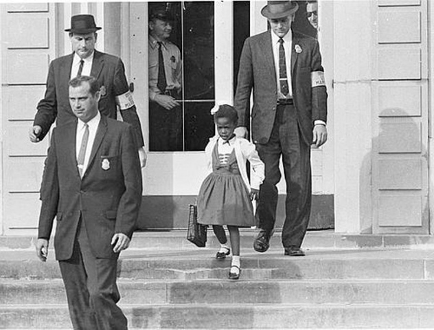Ruby Bridges attends an all-white school