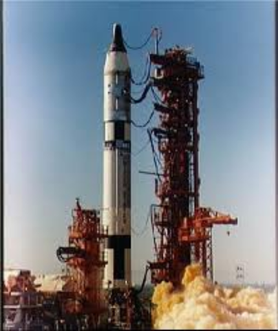 The United States' Gus Grissom and John Young fly the first manned Gemini spacecraft