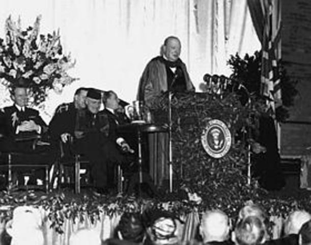 Churchill delivers his "Iron Curtian" speach at West Minister College