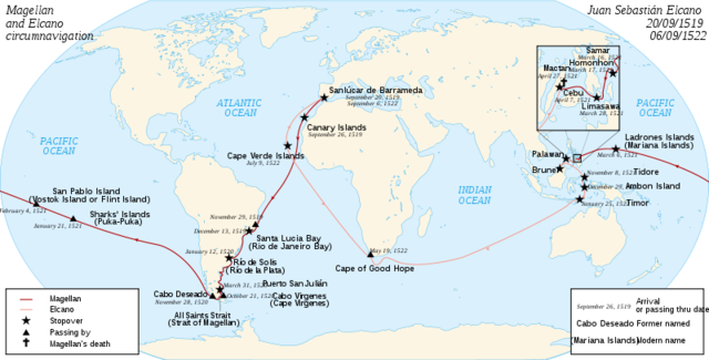 Magellan circumnavigates the world