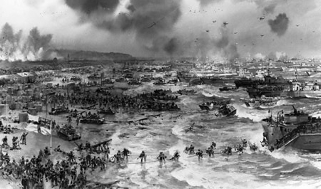 U.S. troops successfully land on the Normandy beaches.