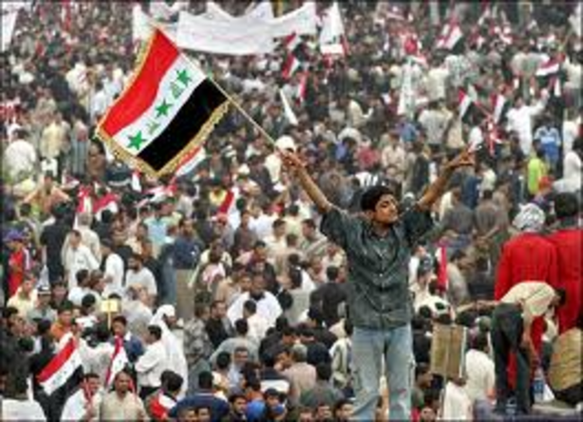 Tens of thousands of Iraqis gather to protest U.S. presence in Iraq