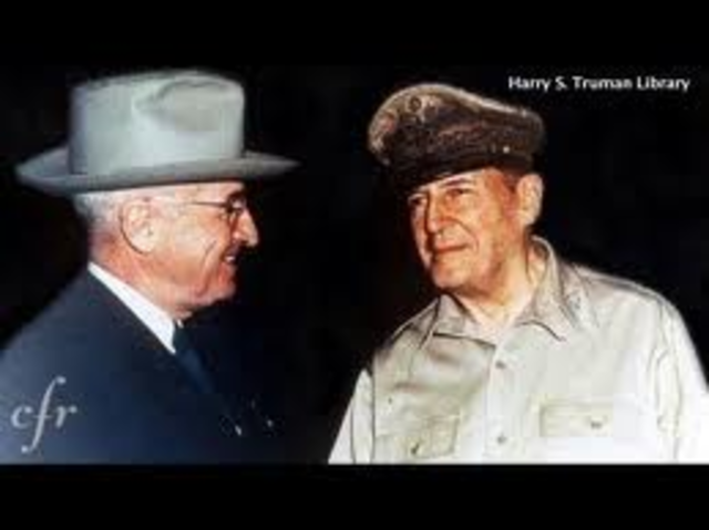 General Douglas MacArthur fired by President Truman for comments about using nuclear weapons on China