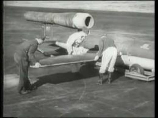 The first of Germany's terror weapons, the V1 (doodlebug), falls in England at Swanscombe in Kent