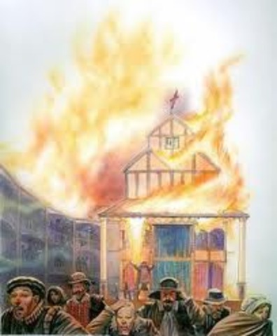 The globe theatre burned down