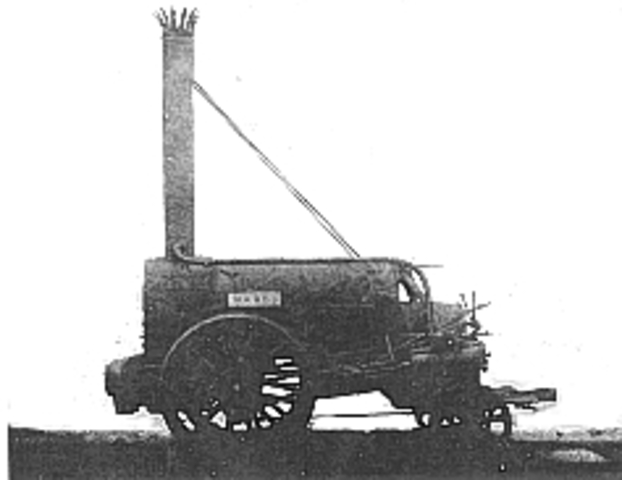 Primera Locomotora a Vapor inventada por Stephenson.