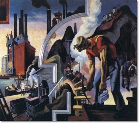 Thomas Hart Benton, Coal from America Today, Distemper and egg tempera mural, 1930