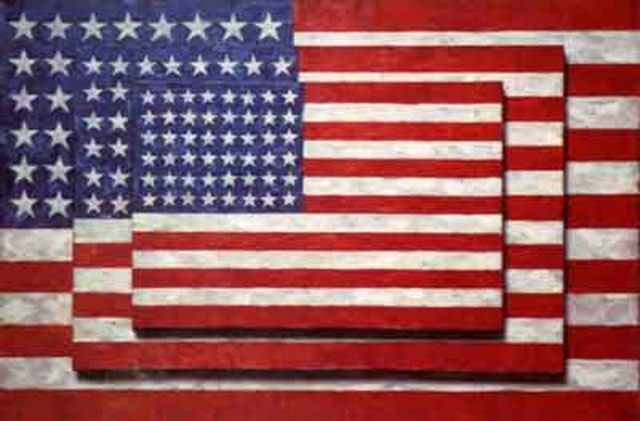 Jasper Johns, Three Flags, encaustia on canvas (three levels), 1958