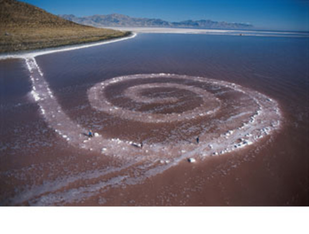 Robert Smithson, Spriral Jetty, black rock, salt crystal and Eath, 1969-70