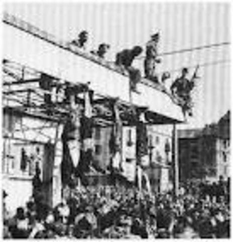 Mussolini is shot and hung