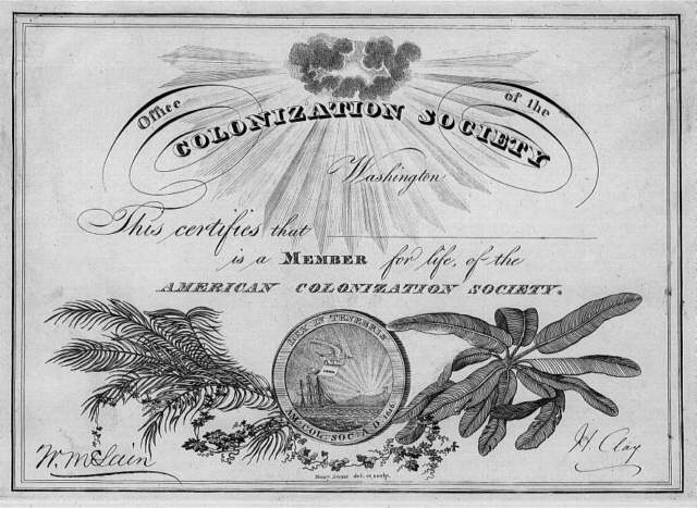 The American colonization society forms