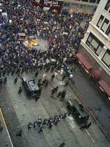 WTO Summit in Seattle disrupted by protests