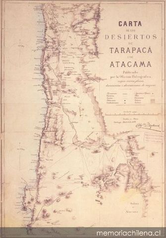 Durante la guerra del Pacífico, Chile se apodera de las provincias de Tarapacá y Antofagasta