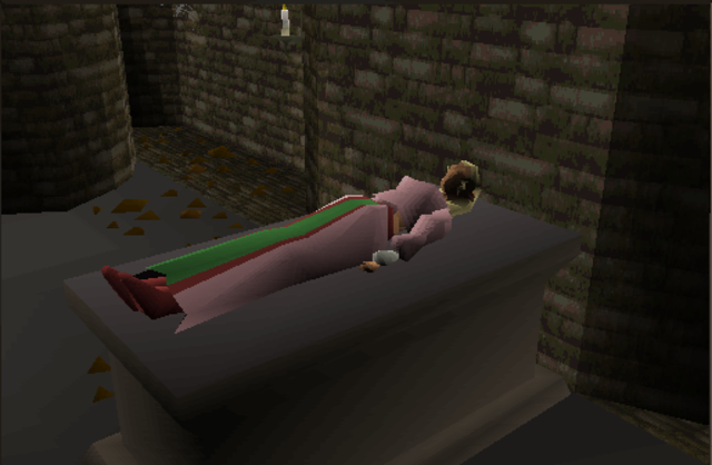 Friar Lawrence and Paris visit Juliet's grave.