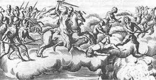 El toki Michimalonco incendia la ciudad de Santiago