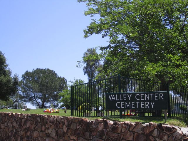 First burial at Valley Center Cemetery