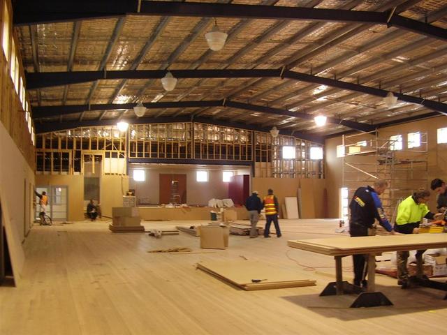 Construction of the gym began