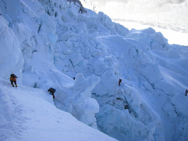 resting after passage through ice fall