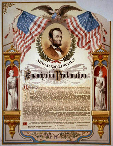 Lincoln gives the Emancipation Proclamtion