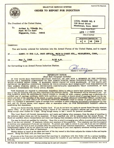 Tim O'Brien receives his draft notice