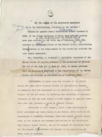 18th Amendment - Prohibition of Alcoholic Beverages