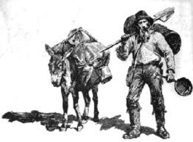 The "forty-niners" make the long journey to California in search of gold