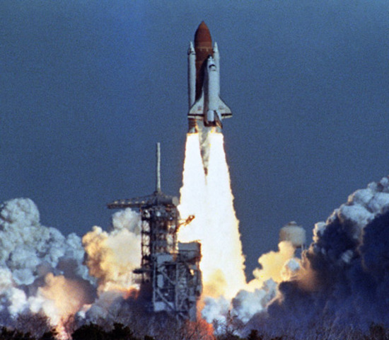 Space Shuttle Challenger explodes
