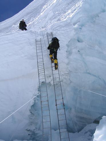 Reach 16,000ft. The team reaches Khumba Glacier, 12 miles of ice.