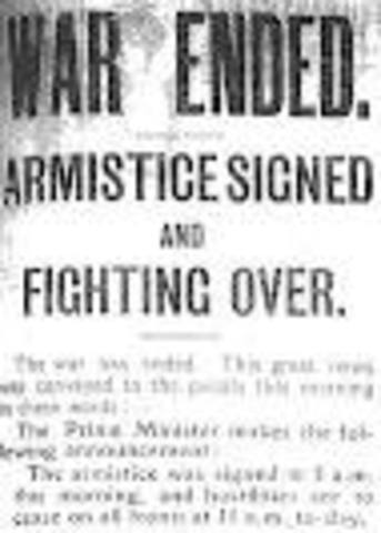 World War I ends with Germany's defeat