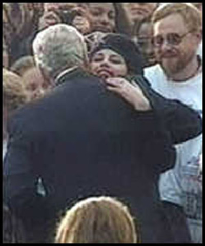 Bill Clinton hugs Monica Lewinsky