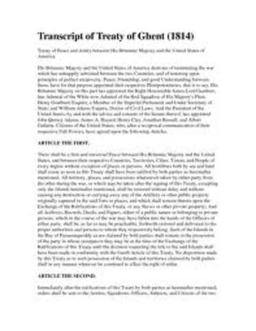 Treaty of Ghent signed