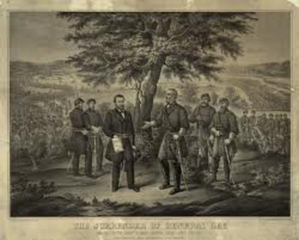 Lee's Army surrenders at Appomattox Courthouse
