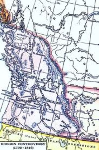 US and Britain avoid war over Oregon Country by splitting it with Britain at latitude 49N