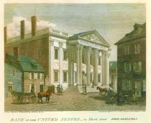 Congress creates the first Bank of the United States