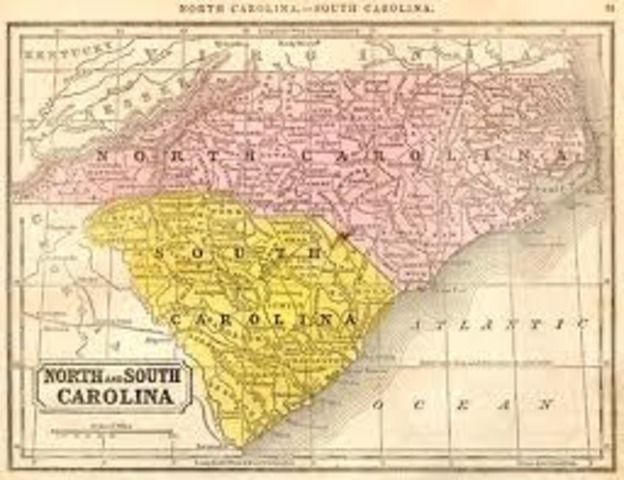 The Carolinas split into North and South Carolina