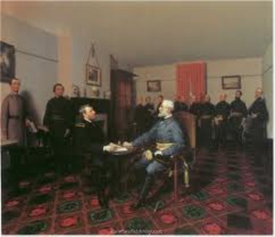 Lee's Army surrenders at Appomattox Courthouse