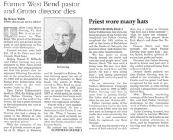 Father Louis Greving dies