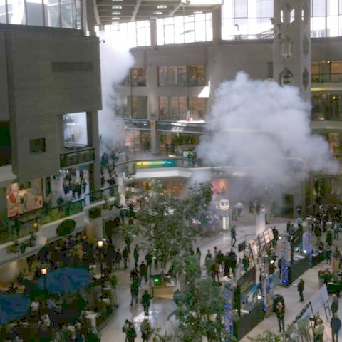 Smoke bombs on Metro, Desjardins Complex
