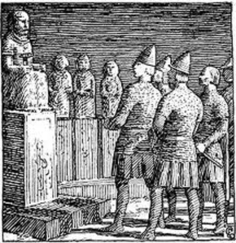 Knud, roi de l'Angleterre et du Danemark, 	s'empare de la Norvege