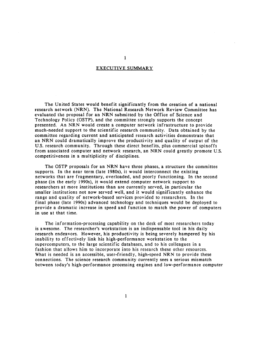 Toward a National Research Network