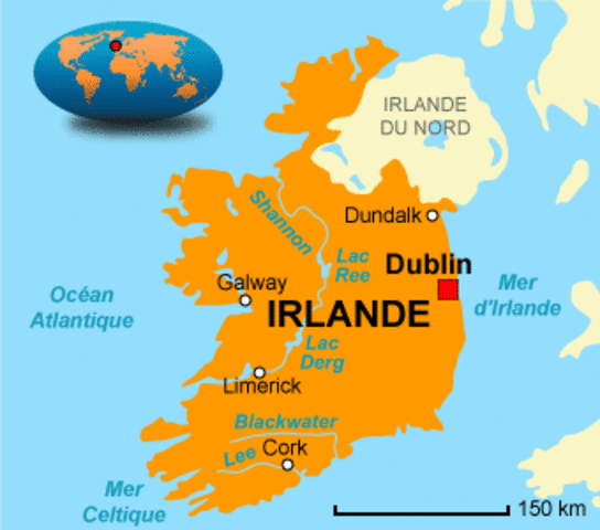 Etablissement de colonies de Vikings norvegiens a Dublin et ailleurs en Irlande.