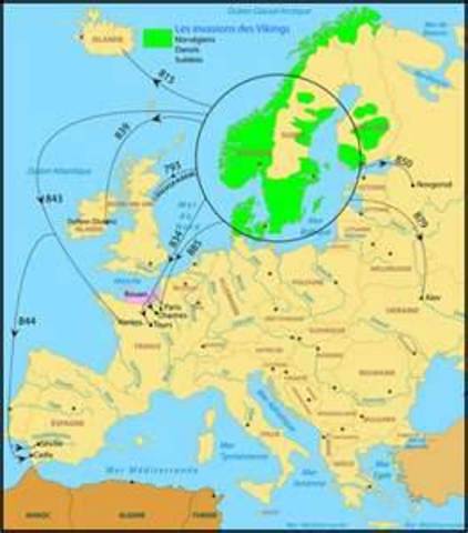 Début des attaques des Vikings en Angleterre