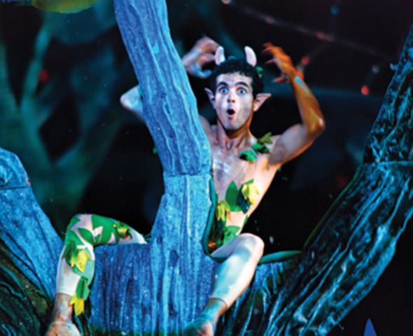 Puck distracts Demetrius and Lysander by confusing them in the fog and darkness.