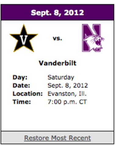 Northwestern football vs. Vanderbilt