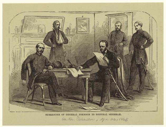 Johnston surrenders to Sherman