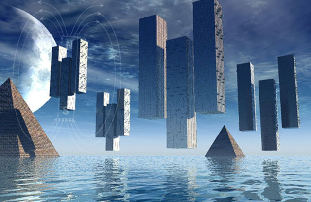 香港的樓會在天空上飃。