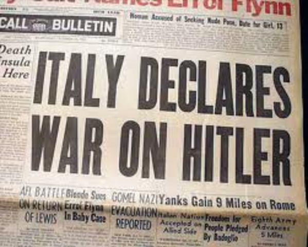 Italy declares war on Germany