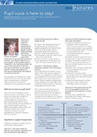 Pupils voice is here to stay Jean Rudduck (2003)