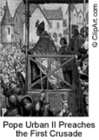 Pope Urban II kicks off the crusades to the Holy Land