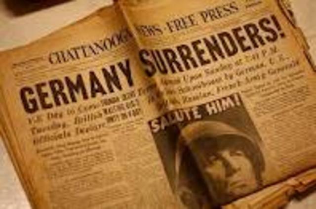 Unconditional surrender of all German forces to Allies